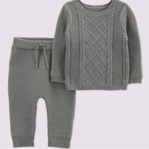 Carter's Just One You Green Cable Knit Sweater & Bottom Set